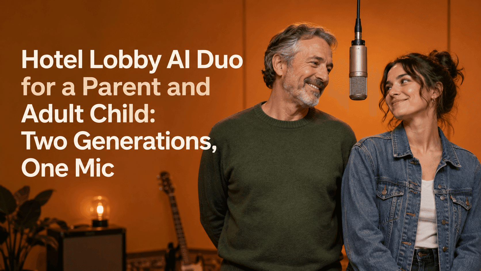 Hotel Lobby AI Duo for a Parent and Adult Child: Two Generations, One Mic