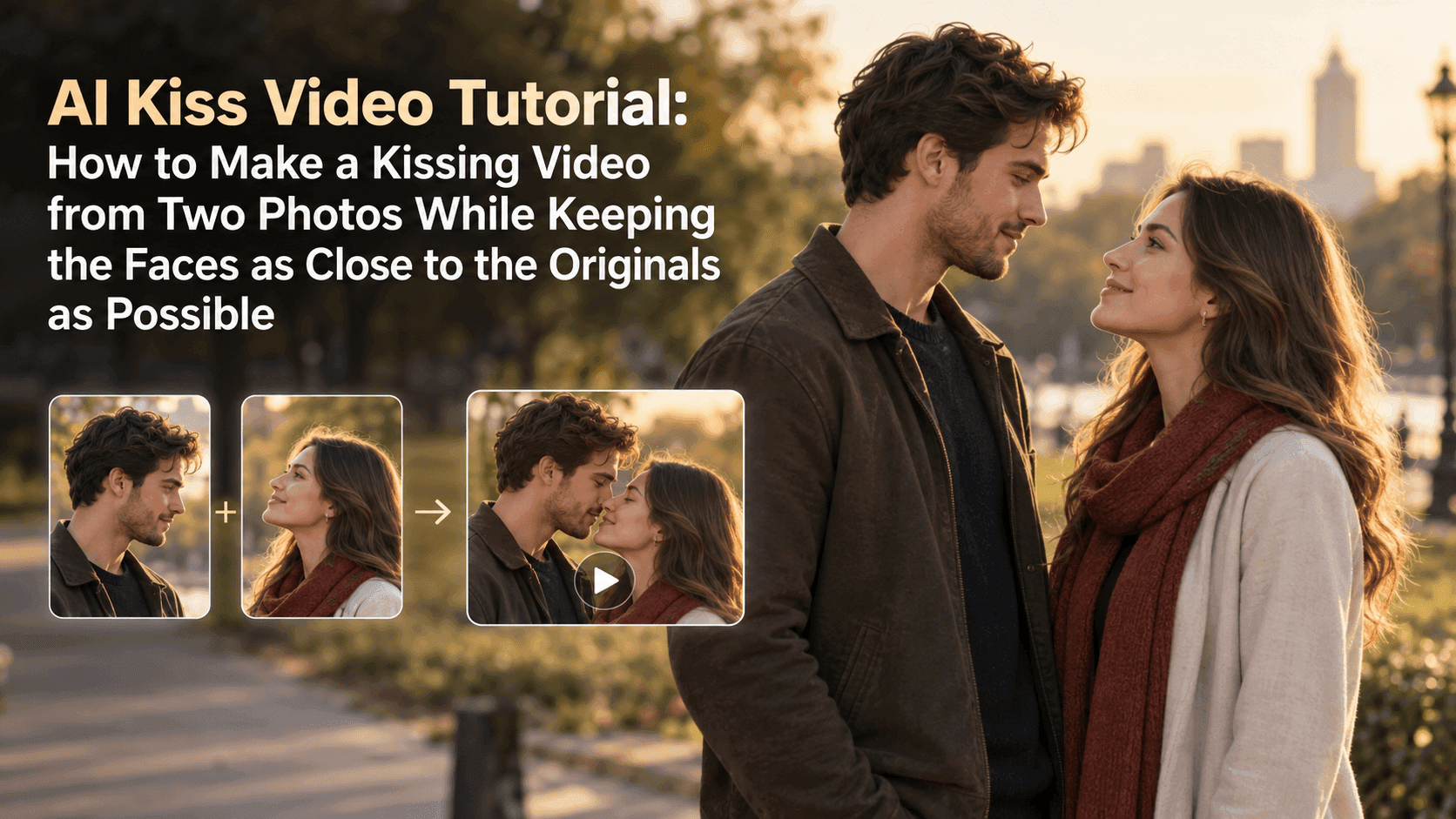AI Kiss Video from Two Photos: Keep Faces Looking Familiar